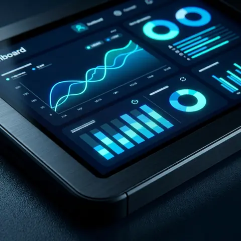 A digital analytics dashboard with charts and performance indicators